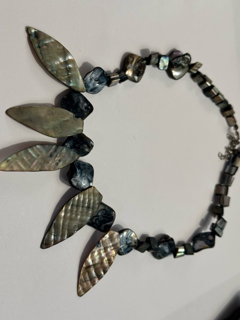 Iridescent Gray and Black Mother-of-Pearl Necklace